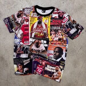 RARE‎ LeBron James Sports Illustrated Magazine Print AOP T Shirt Size XL